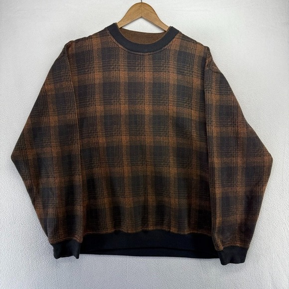 Knights Bridge Other - Vintage Knights Blank Sweatshirt Men's XL Brown Black Plaid Houndstooth 90s